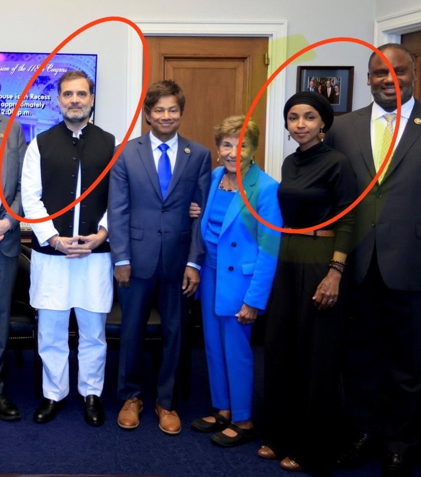 BS_Prasad's tweet photo. Both Ilhan Omar and Rahul has common agenda.

● Hates Indians
● Hates India

Not surprised that Pappu met the radical IsIamist, and ISIS's mouthpiece Ilhan Omar in USA. She always supports Pakistan and advocates for a separate Kashmir.

This man doesn't even deserve to be LoP. https://t.co/z9rTBqDbao