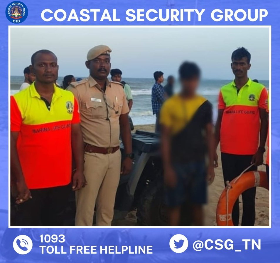 CSG_TN's tweet image. Team Lifeguard Unit of @CSG_TN @tnpoliceoffl rescued one person who was about to drown at Besant Nagar Beach.