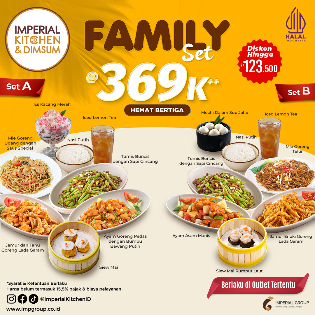 Hi Living Friends kini Imperial Kitchen &amp; Dimsum menghadirkan Promo Paket Family Set dengan harga spesial sebesar Rp 369,000++ !

Catat tanggalnya mulai 1 September kamu bisa menikmati promo Paket Family Set ini yaa!

#LivingFriends #LivingWorldAlamSutera #ImperialKicthen