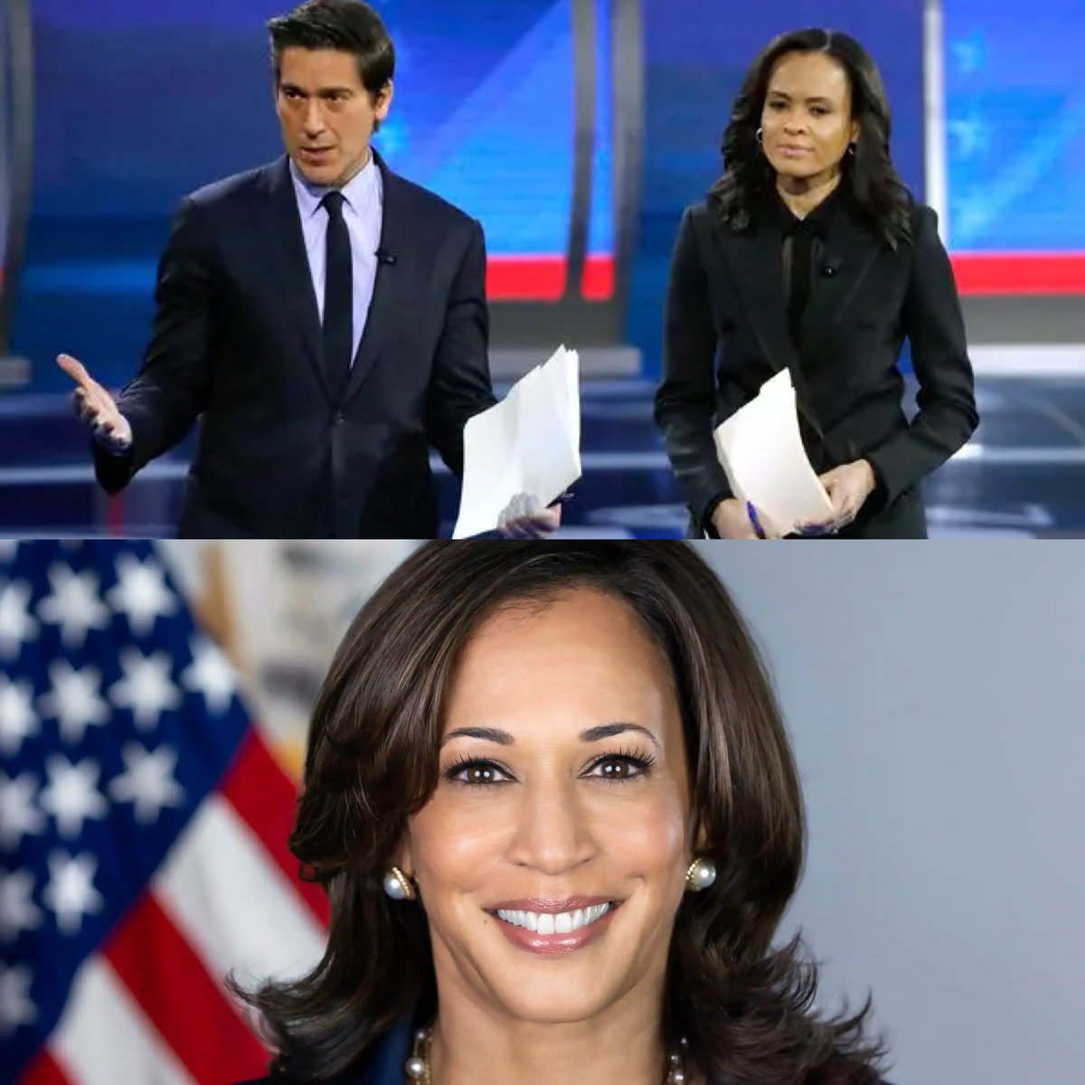 robsmithonline's tweet photo. 🚨BREAKING🚨 David Muir and Lindsey Davis of ABC News have endorsed Kamala Harris for President. https://t.co/bovFAn3gFr