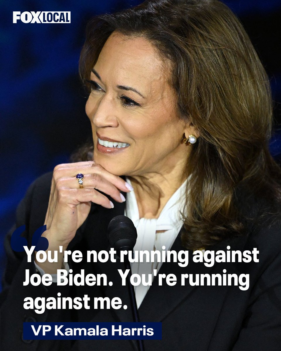 fox5dc's tweet photo. Trump has repeatedly brought up President Joe Biden throughout the debate. Harris responds, saying "you're not running against Joe Biden, you're running against me." 

MORE ON THE DEBATE: https://t.co/6FKecfUr1n https://t.co/ih2At607X2