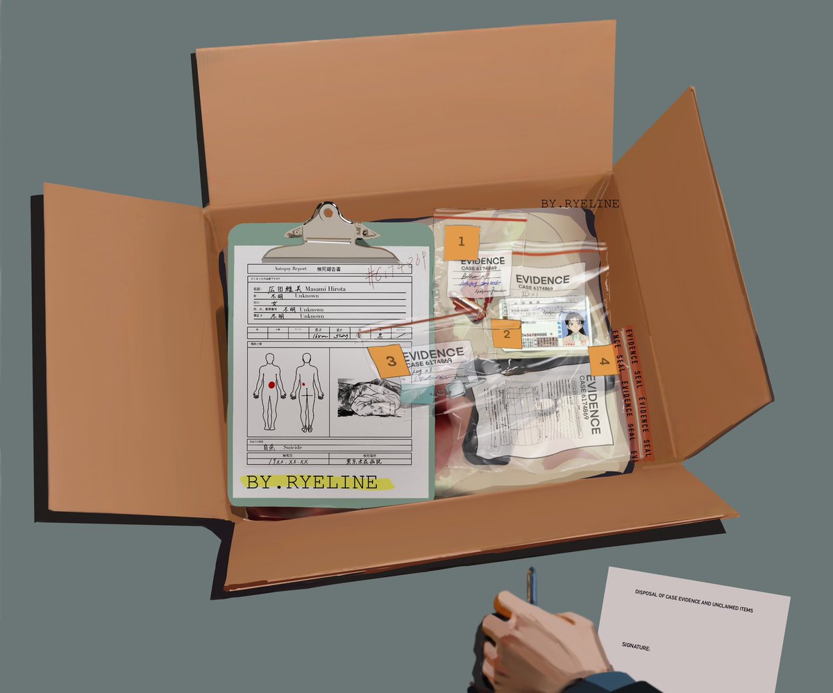 Evidence and Unclaimed items of a forgotten case.

“Fed/eral Investigator found the box of forgotten case, he signed off the disposal form with the name doesn’t belong to him, and took away the last bit of her trace.”

#名探偵コナン #赤井秀一 #宫野明美 #秀明