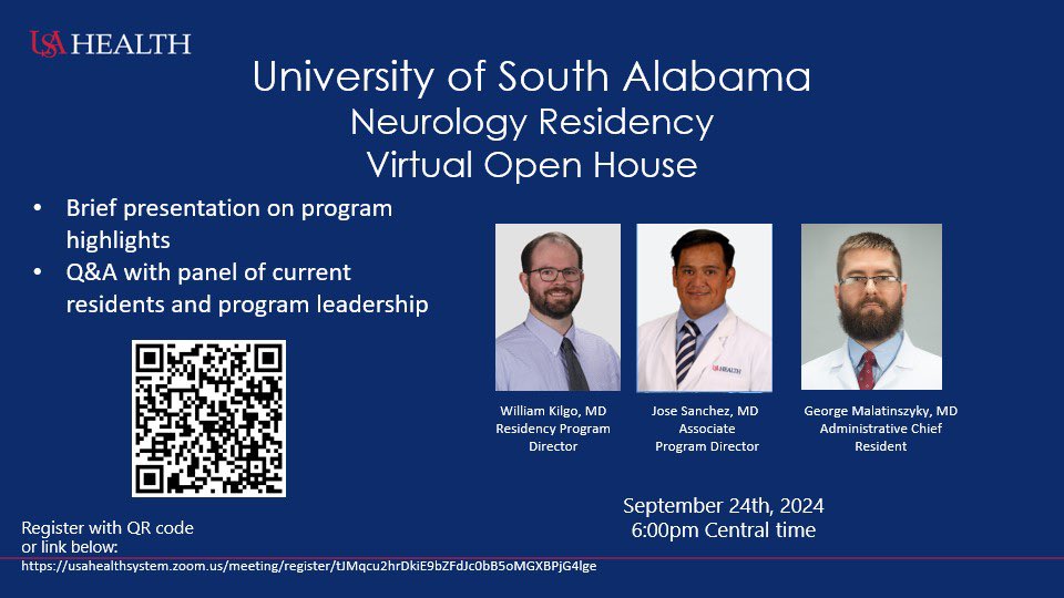 USA Neurology Residency (@usaneuro) on Twitter photo Interview season is here! Join us for our virtual open house to meet program leadership and current residents! @NMatch2025 <a href="/Inside_TheMatch/">Inside The Match</a> Interview season is here! Join us for our virtual open house to meet program leadership and current residents! @NMatch2025 <a href="/Inside_TheMatch/">Inside The Match</a>