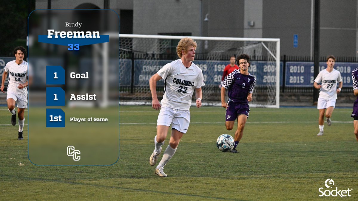 ColumbiaCougars's tweet photo. ⚽️ Brady Freeman earns his first Socket Player of the Game honors after finishing with a goal and an assists in Columbia's win over Truman State! 

#WeAreCC https://t.co/CS94uGJu0s