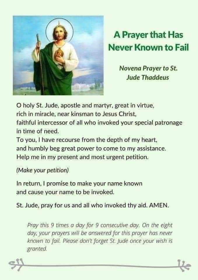 JustAdaugoijele's tweet image. Saint Jude Thaddeus,  Hope of the hopeless and those in difficulties, 
Pray for us.  Amen