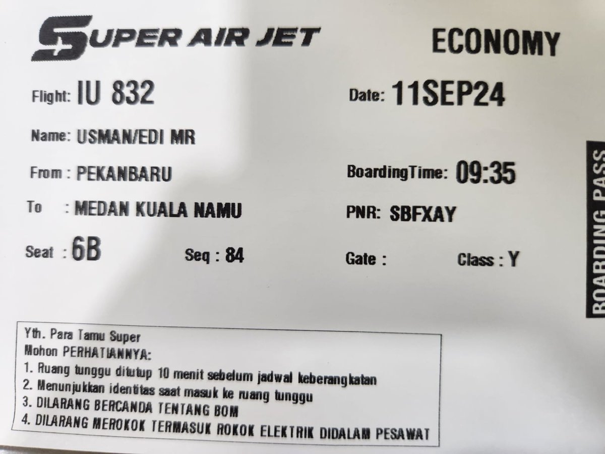 ediusman354's tweet photo. Persiapan Terbang: PKU-KNO, 11.09.24, 10.05-11.15, Lanjut ke Dis SDABMBK Kota Medan. https://t.co/wcDTtxyVcq