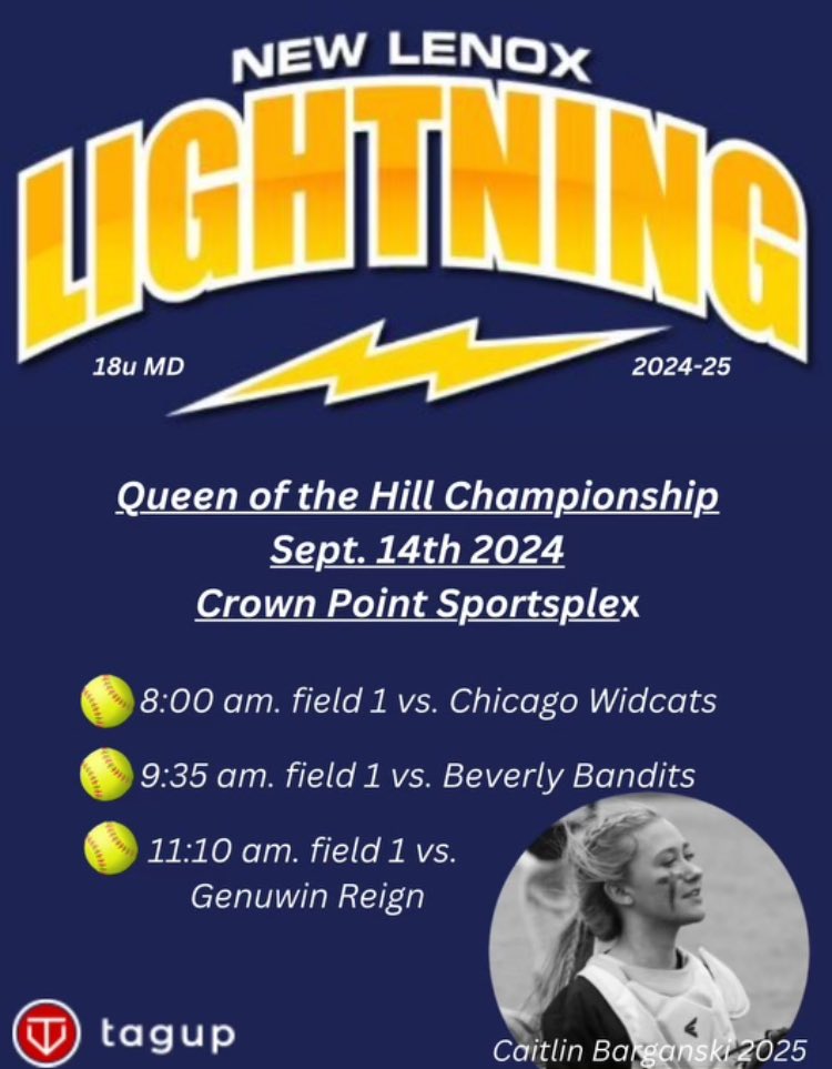 🚨SCHEDULE🚨Week #2!!! In Crown Point this weekend. Come check us <a href="/NLLightning_MD/">New Lenox Lightning MD</a> out! 

<a href="/UIC_Softball/">UIC Softball 🔥🥎</a> <a href="/LewisSoftball/">Lewis Softball</a> <a href="/cierra_taylor16/">Cierra Taylor</a> <a href="/LFCollegeSB/">Lake Forest College Softball</a> <a href="/GBPhoenixSB/">Green Bay Softball</a>
<a href="/OlivetSoftball/">Olivet Softball</a> <a href="/BradleySoftball/">Bradley Softball</a> 
<a href="/DePauwU/">DePauw University</a> <a href="/DePaulSB/">DePaul Softball</a> <a href="/millikinsb/">Millikin University Softball</a> <a href="/UIS_Softball/">UIS Softball</a> <a href="/IlliniSB/">Illinois Softball</a> <a href="/CycloneSB_Camps/">ISU Softball Camps</a> <a href="/NPUSoftball/">NPU Softball</a>