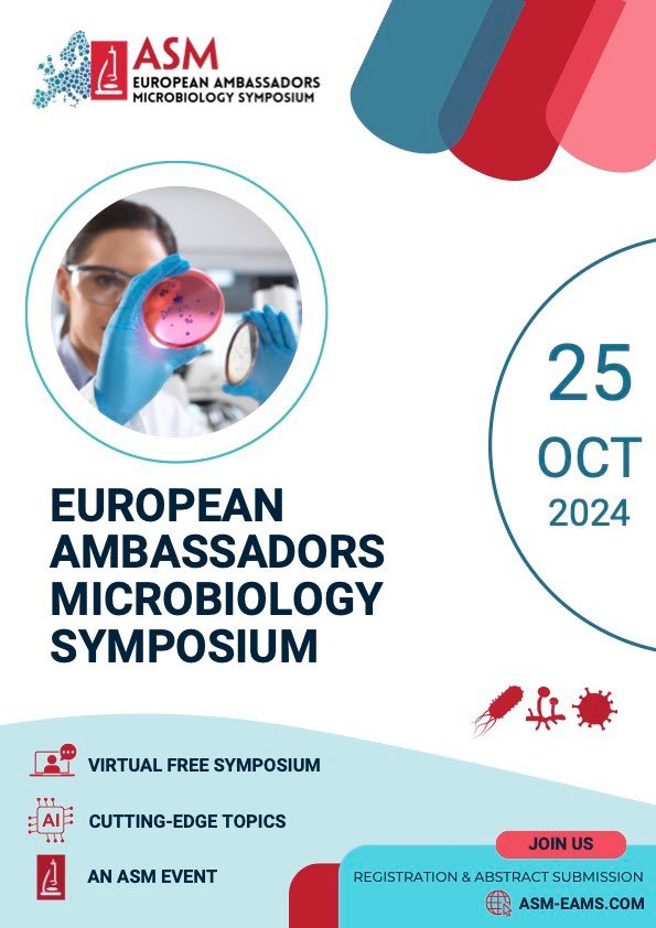 Microbiology enthusiasts across Europe, don't miss out! The European Ambassadors Microbiology Symposium is coming up on Oct 25, 2024! 🔬 Latest research 🎤 Expert talks 🏆 Research awards 💻 Virtual &amp; FREE to attend!
Submit abstracts by Sept 27, 2024.