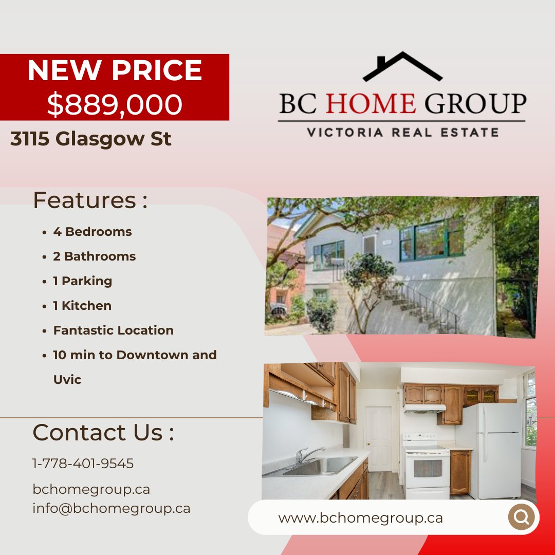 bchomegroupvic's tweet photo. 🏡 New Price Alert! $889,000 for this fantastic 4-bedroom, 2-bath home at 3115 Glasgow St!
info@bchomegroup.ca.
#VictoriaRealEstate #NewListing #HomeForSale #BCRealEstate #VictoriaBC #HouseHunting #InvestmentProperty #YYJHomes #RealEstateDeal #BCHomeGroup https://t.co/DYhTeS51MJ