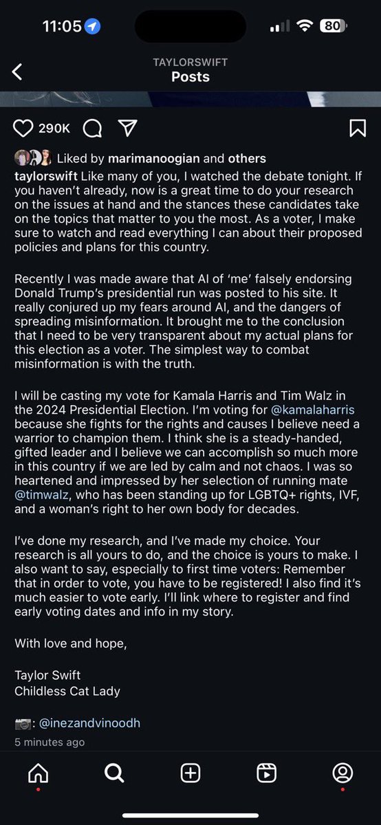 TAYLOR SWIFT ENDORSES KAMALA HARRIS 💕