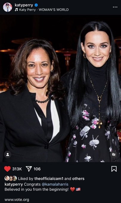 Katy Perry Shifts Support to Kamala Harris Ahead of Election Day