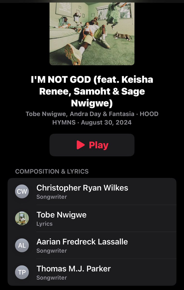 My dawg <a href="/wilkesofficial_/">Wilke$</a> got credits on the new <a href="/TobeNwigwe/">TobeNwigwe</a> record!!! God is showing out. The <a href="/RecordingAcad/">GRAMMYS</a> ain’t far from this moment!!!! Let’s go!!!