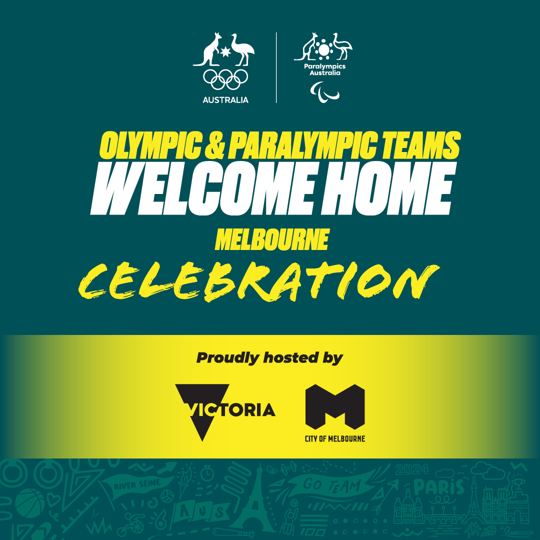 🇫🇷🛫 Our Paralympians get home today – give them a welcome home they’ll never forget! 🛬 🇦🇺

Olympic and Paralympic Teams Celebration

3.30pm THIS SAT 14/9, Melbourne Park Oval. 
  
🥇vic.gov.au/welcomehome
#WelcomeHome #TeamVic
<a href="/AUSParalympics/">AUS Paralympic Team</a> 
<a href="/AUSOlympicTeam/">AUS Olympic Team</a> 
<a href="/cityofmelbourne/">City of Melbourne</a>