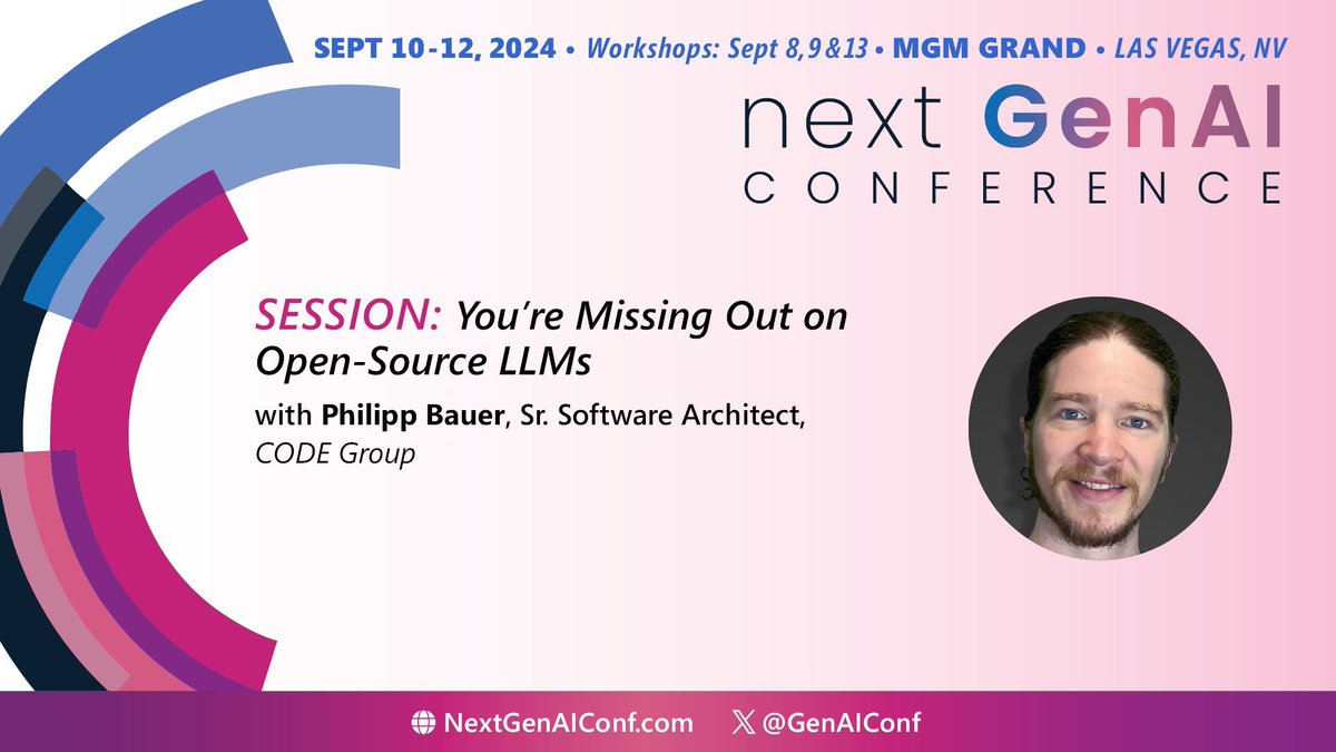 NextGenAIConf's tweet image. Discover in-house LLM deployment with Philipp Bauer on Sept 11, 2pm. Learn to run powerful AI models on standard hardware, ensuring data safety and #compliance. Essential for companies seeking AI innovation within their control. #OpenSourceLLM buff.ly/4cZOQDM