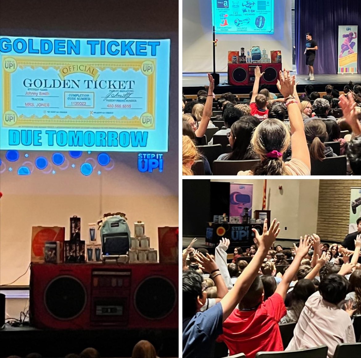 Step it Up! Was here this morning to let our students know about raising money for our campus. Your student was given a "golden ticket" during AP. Students can help us  raise money for school beautification, classroom resources and more! #wearemesquite