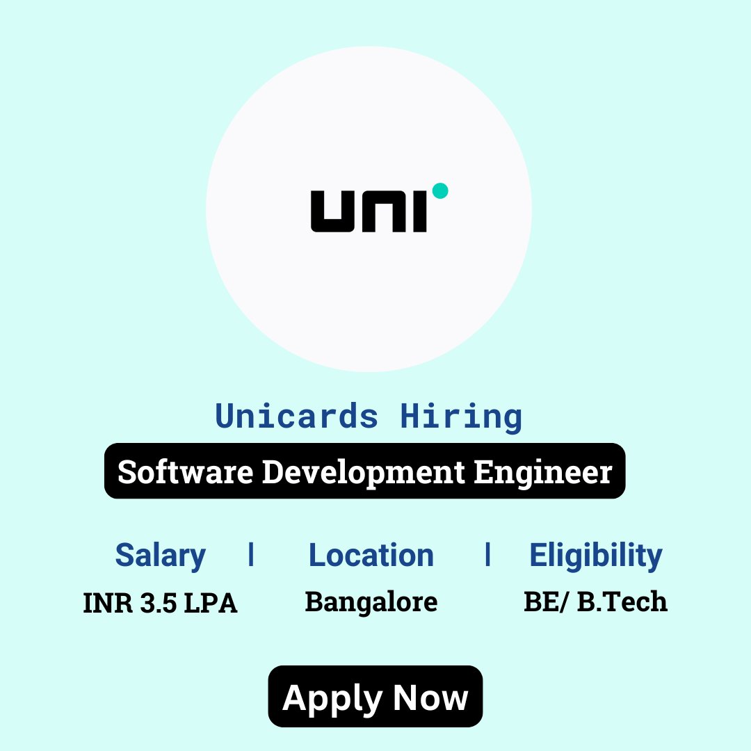 karthikpattadi's tweet image. 🔍 Unicards Careers 2024 🔍

Unicards is hiring for the position of Software Development Engineer. 

🔗 Apply Here: zurl.co/bOUr 

💬 Join Our WhatsApp Group: zurl.co/HzO9

#Unicards #SoftwareDevelopmentEngineer #SoftwareEngineering #CareerOpportunities