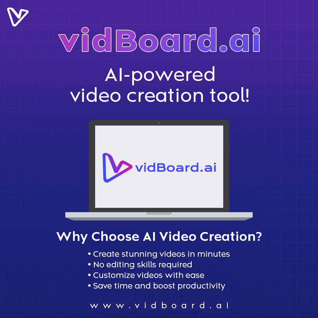 Why choose vidBoard for your video creation needs? 🚀

With AI-powered technology, vidBoard makes it easy to create professional, high-quality videos in minutes. Save time, streamline your workflow, and bring your ideas to life effortlessly. 🎥✨

#vidBoardAI #aivideocreation