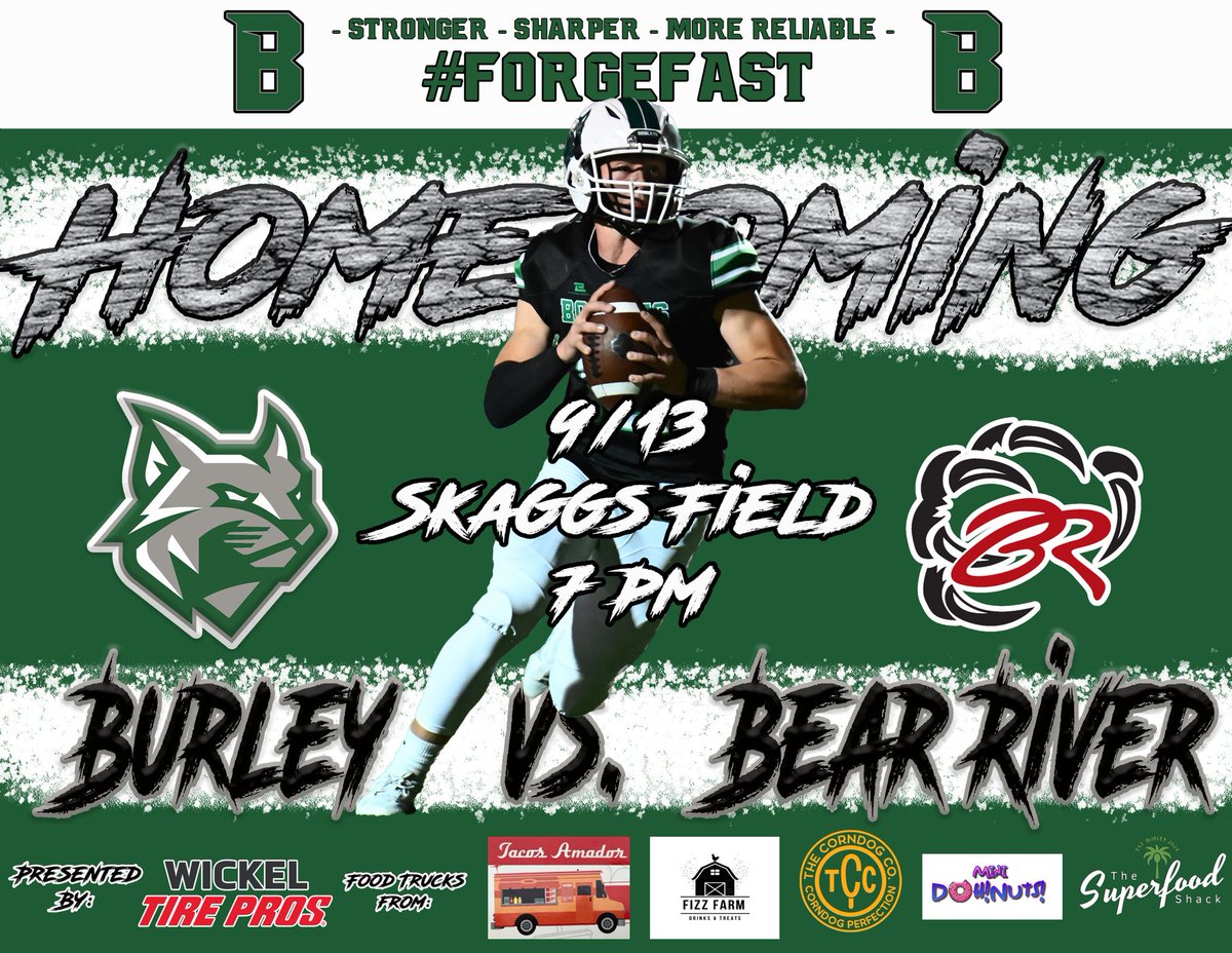 Game week! Homecoming edition! Excited to welcome in a strong Bear River team to Skaggs! It will once again be an event in Burley! No place like this on a Friday night! #idpreps #ForgeFast