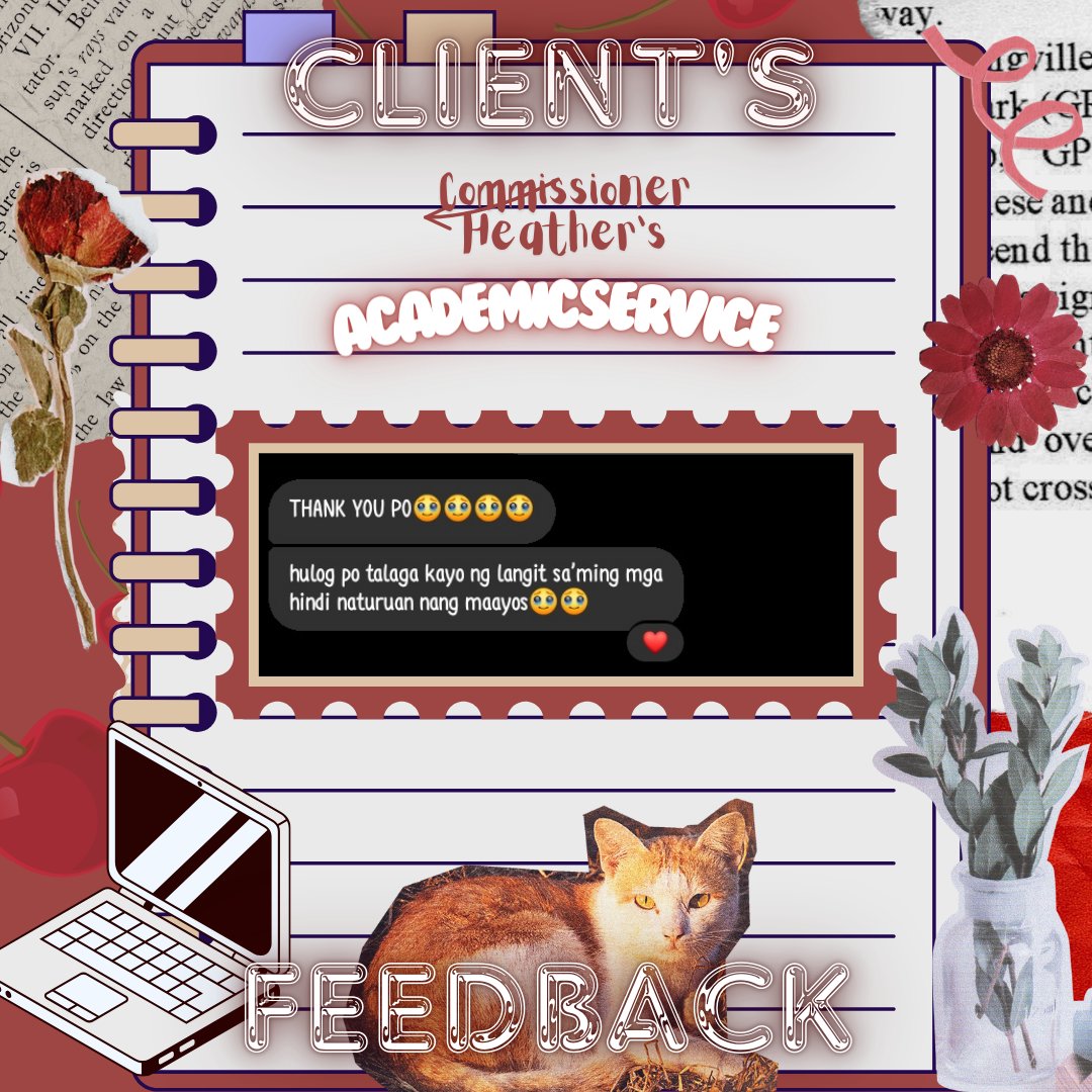 ── .✦ Secured Commission 
── .✦ Research-related (Php 400)

જ⁀➴ #commissionerheather_proofs

Another satisfied client and warm feedback! 
"hulog po talaga kayo ng langit sa’ming mga hindi naturuan nang maayos"

Facebook: Commissioner Heather
