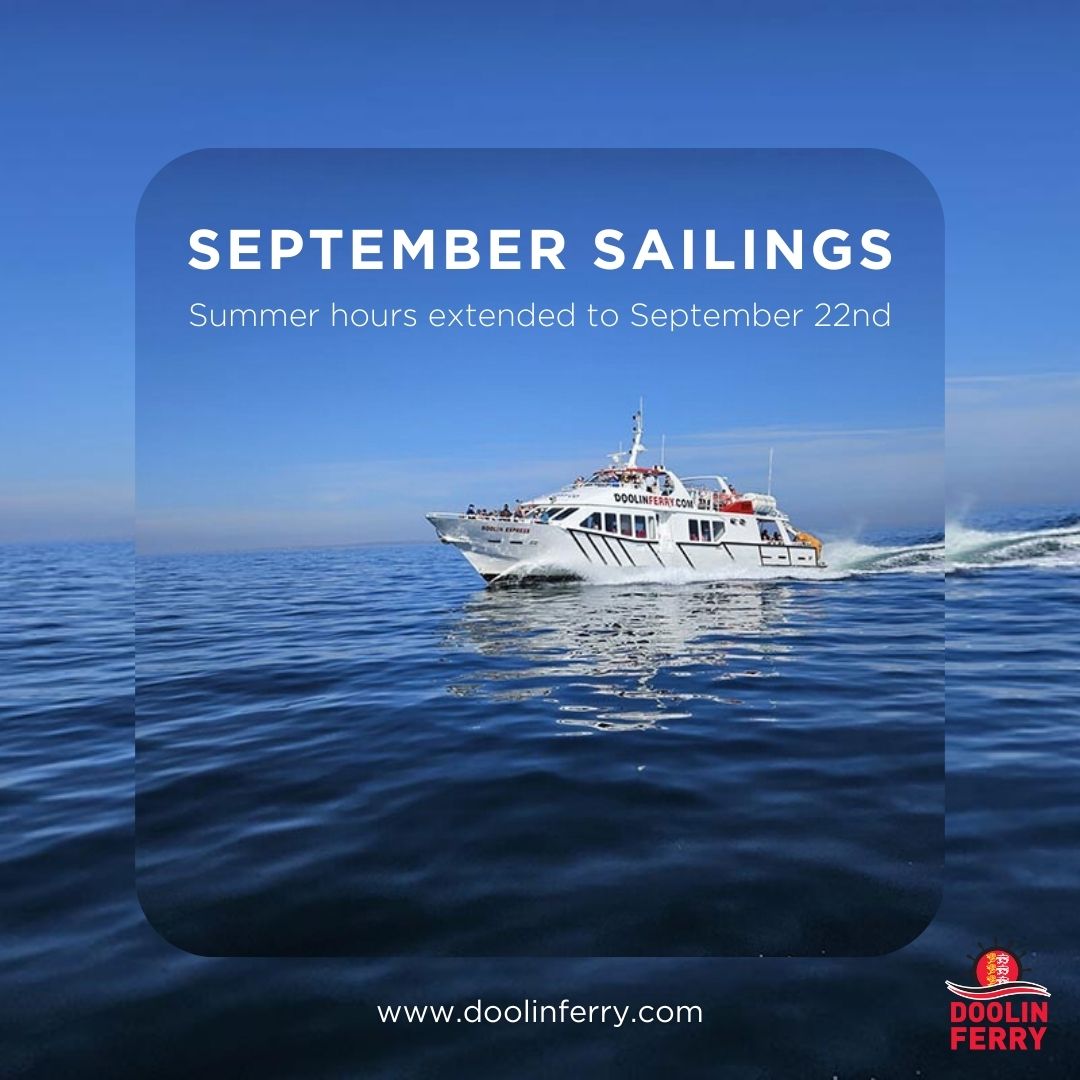 DoolinFerry's tweet image. Perfect sailing weather 🌊 Doolin Ferry has extended our summer schedule until September 22nd - hop aboard and make the most of these sunny days!
Check availability and book online doolinferry.com 
#doolinferry #cliffsofmoher #aranislands  #cliffscruise #aranislandsferry