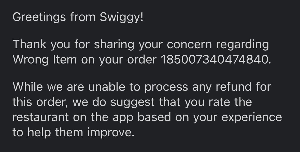 Error_600's tweet photo. @Swiggy @SwiggyCares when restaurant messup 10 Mutton briyani and delivers 10 chicken briyani,support received is to rate the restaurant in Swiggy.Mutton &amp; chicken are not same when it comes to Briyani. Nonsense resolution. @zomatocare wins handsdown when it comes to such issues https://t.co/9HG7wFRspX