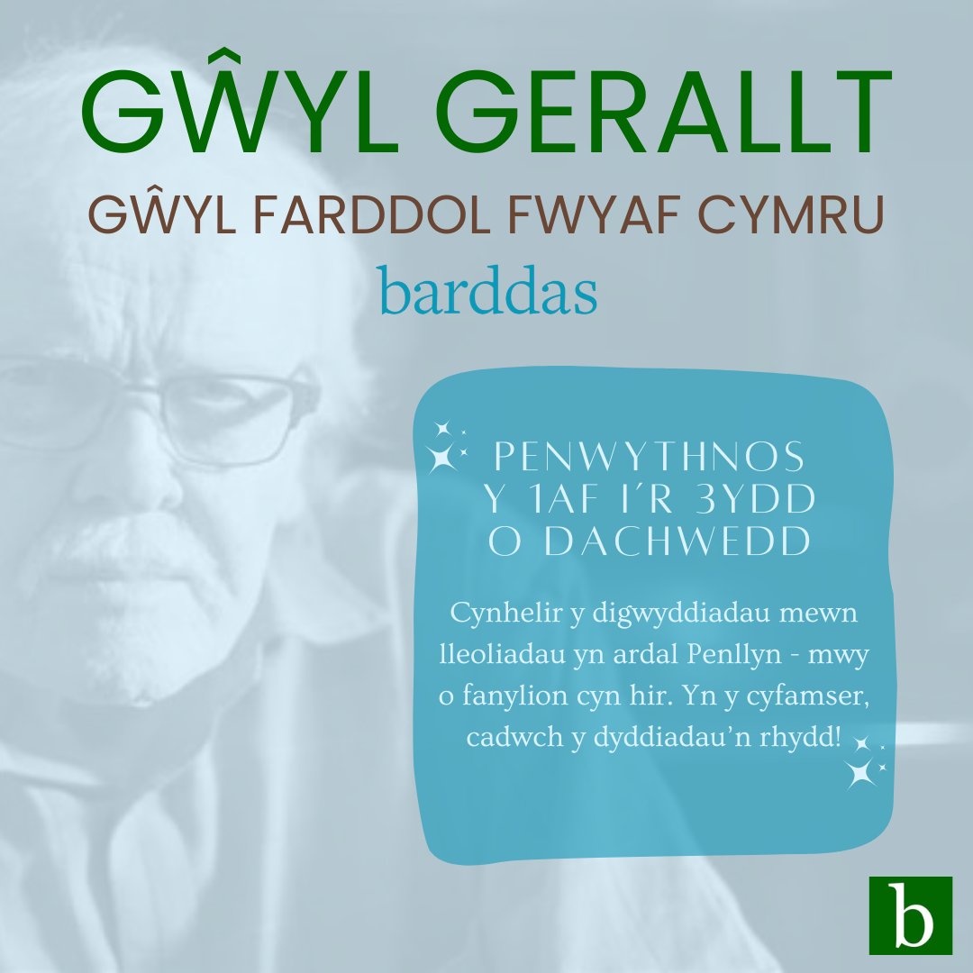 Tachwedd 1af - 3ydd. Penllyn amdani. Mwy o fanylion yn y man. Nodwch yn eich dyddiadur. Cofnodwch ar eich calon ... dewch i gofio Gerallt.
