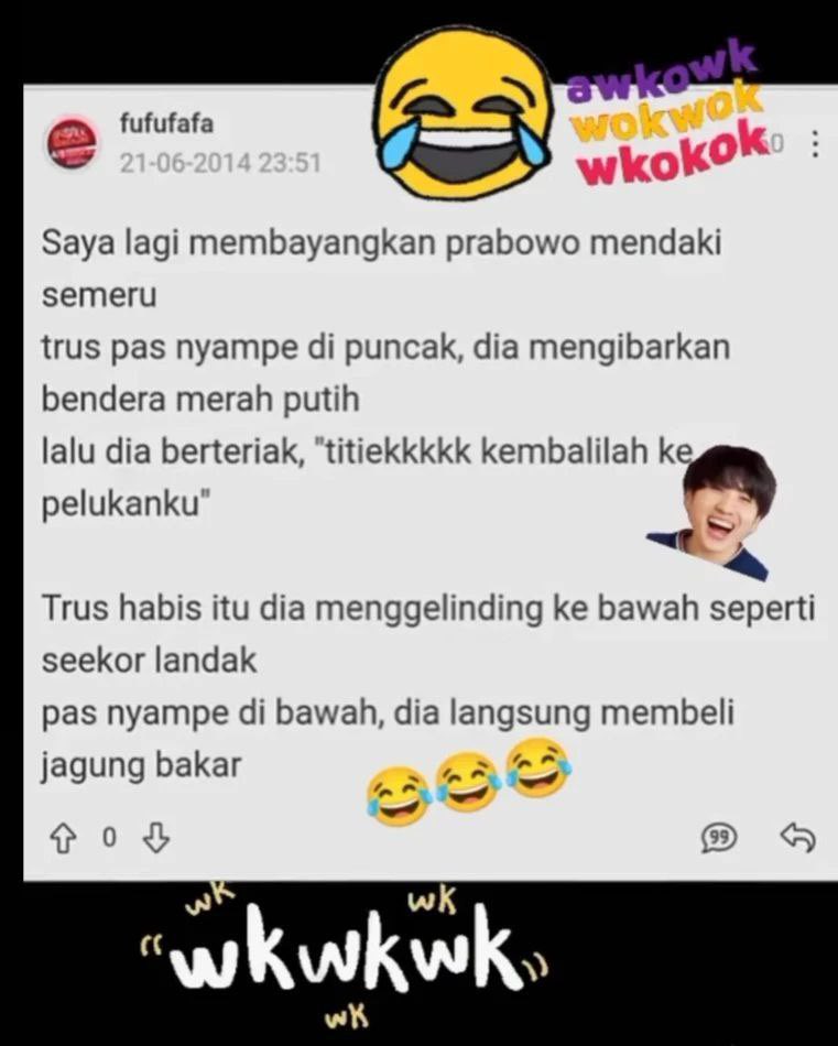Dear Fufufafa, Allah tutup aibmu, malah nekat nyalon jadi wapres. Pasangannya landak gelundung lagi😂🦔