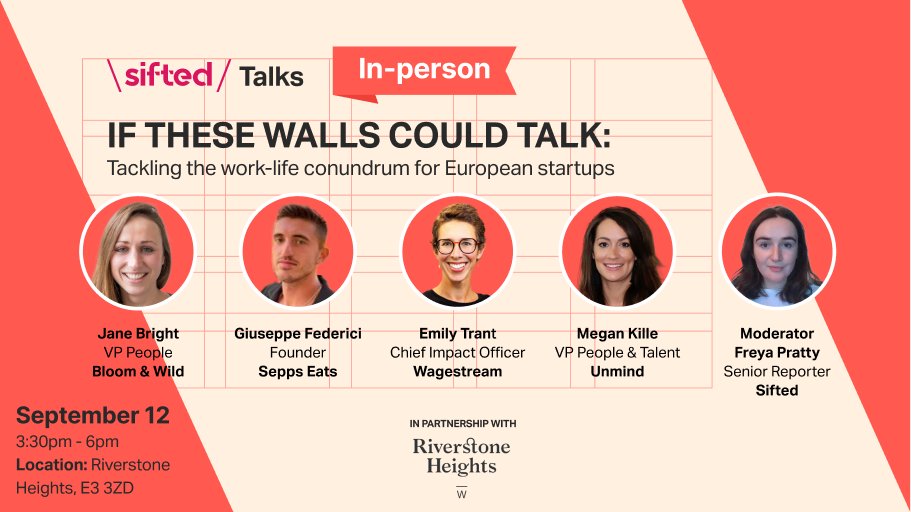 Siftedeu's tweet image. ⏰ Last chance to join us for today’s in-person Sifted Talks ⏰

If these walls could talk: Tackling the work-life conundrum for European startups

👉Secure your spot here: sifted.eu/talks/if-these…

#wayoflife #startuplife #siftedtalks #startups