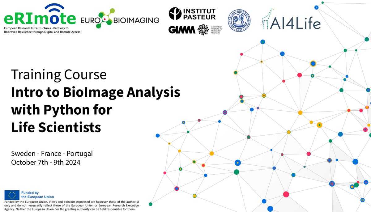 Euro-BioImaging ERIC (@eurobioimaging) on Twitter photo Want to get started with #Python for #bioimage analysis? #EuroBioImaging Node staff <a href="/jytinevez/">Jean-Yves Tinevez</a> <a href="/camachodejay/">Rafael Camacho</a> & <a href="/gaby_gmartins/">Gaby G Martins</a> are organising an introductory course as part of the <a href="/eRImote_EU/">eRImote</a> project.
🗓️When? Oct. 7-9
📍Where? Paris🇫🇷 - Gothenburg 🇸🇪 - Oeiras 🇵🇹
🚆Travel grants Want to get started with #Python for #bioimage analysis? #EuroBioImaging Node staff <a href="/jytinevez/">Jean-Yves Tinevez</a> <a href="/camachodejay/">Rafael Camacho</a> & <a href="/gaby_gmartins/">Gaby G Martins</a> are organising an introductory course as part of the <a href="/eRImote_EU/">eRImote</a> project.
🗓️When? Oct. 7-9
📍Where? Paris🇫🇷 - Gothenburg 🇸🇪 - Oeiras 🇵🇹
🚆Travel grants
