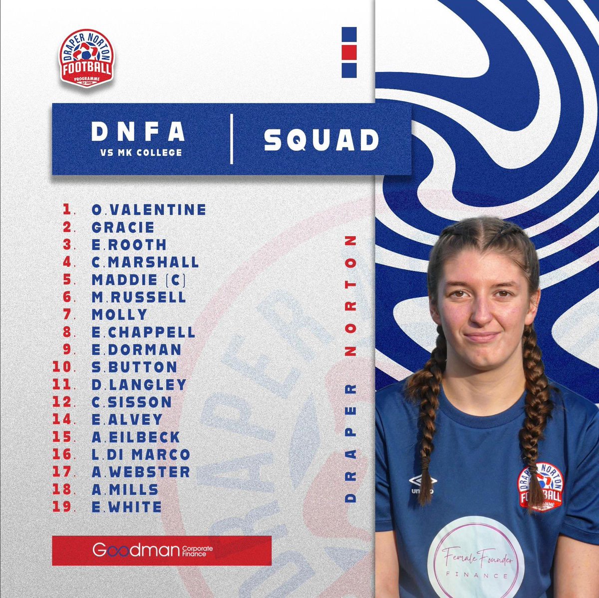 Our squads for today

Lads Home vs Leamington - 11am
Girls Home vs MK College - 2pm