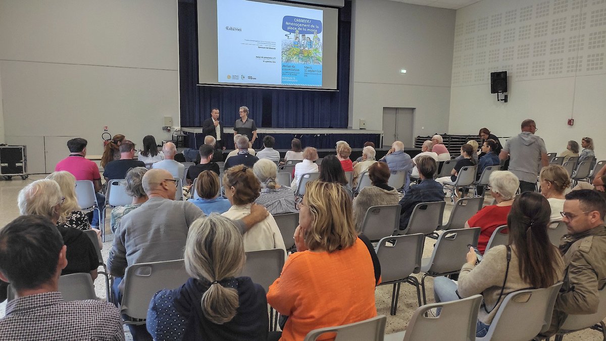 soirée de concertation à Cabannes qui a rassemblé les habitants, les  élus et les acteurs locaux autour d’un objectif commun : présenter et  échanger sur le projet d’aménagement de la place de la mairie à  Cabannes urls.fr/KU0Vwx