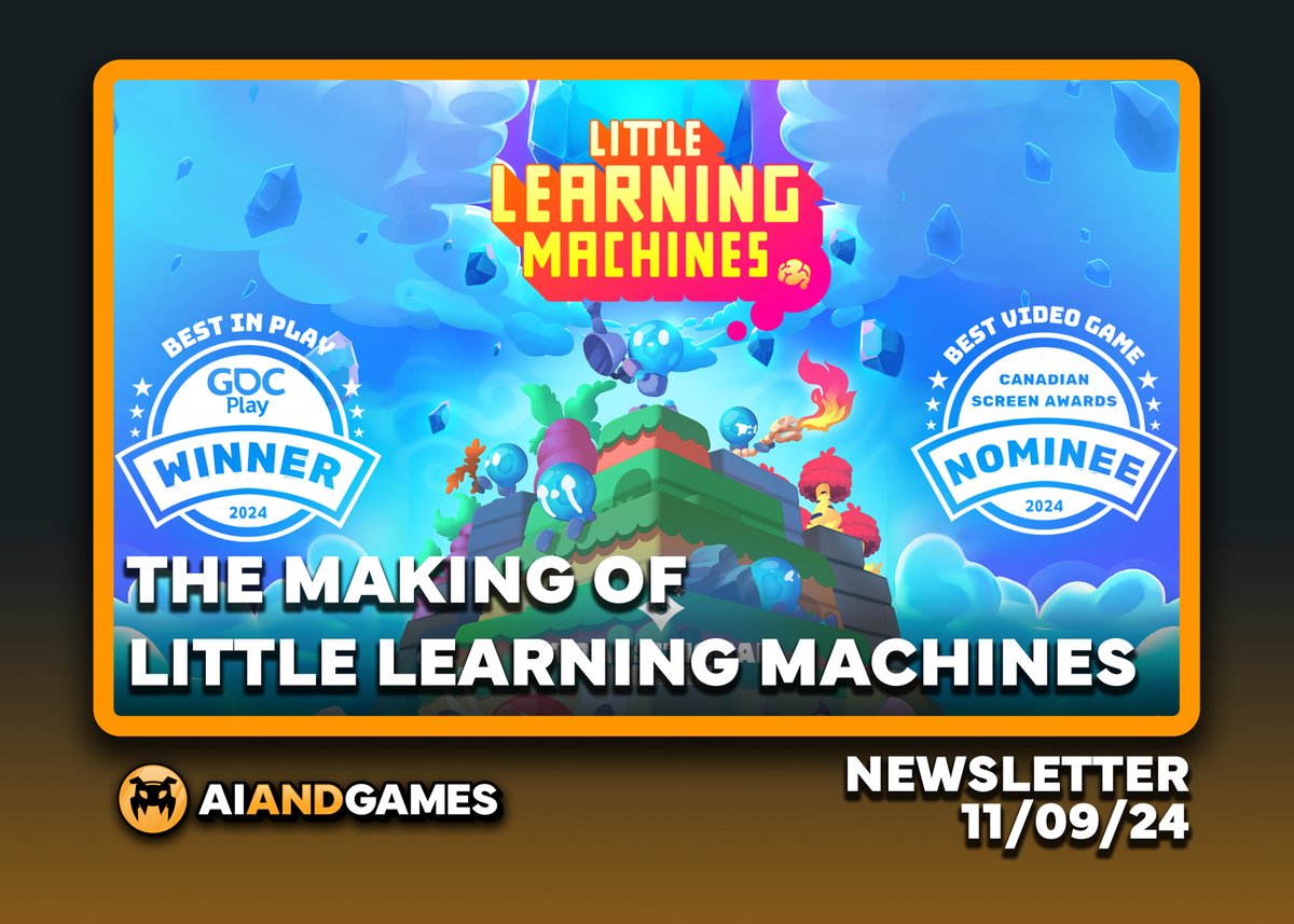 AI and Games (@aiandgames) on Twitter photo In the latest edition of the #AIandGames newsletter, I dig into my recent analysis of <a href="/LoveFearLearn/">Little Learning Machines 🧠 OUT NOW⚡</a> by <a href="/transformsai/">Transitional Forms</a>. Plus the #PS5Pro and its PSSR #AI, #Roblox's new #GenerativeAI tools, <a href="/mtrc/">mike cook</a>'s 'Next Level' event at <a href="/KingsCollegeLon/">King's College London</a>, and more!
aiandgames.com/p/little-learn… In the latest edition of the #AIandGames newsletter, I dig into my recent analysis of <a href="/LoveFearLearn/">Little Learning Machines 🧠 OUT NOW⚡</a> by <a href="/transformsai/">Transitional Forms</a>. Plus the #PS5Pro and its PSSR #AI, #Roblox's new #GenerativeAI tools, <a href="/mtrc/">mike cook</a>'s 'Next Level' event at <a href="/KingsCollegeLon/">King's College London</a>, and more!
aiandgames.com/p/little-learn…