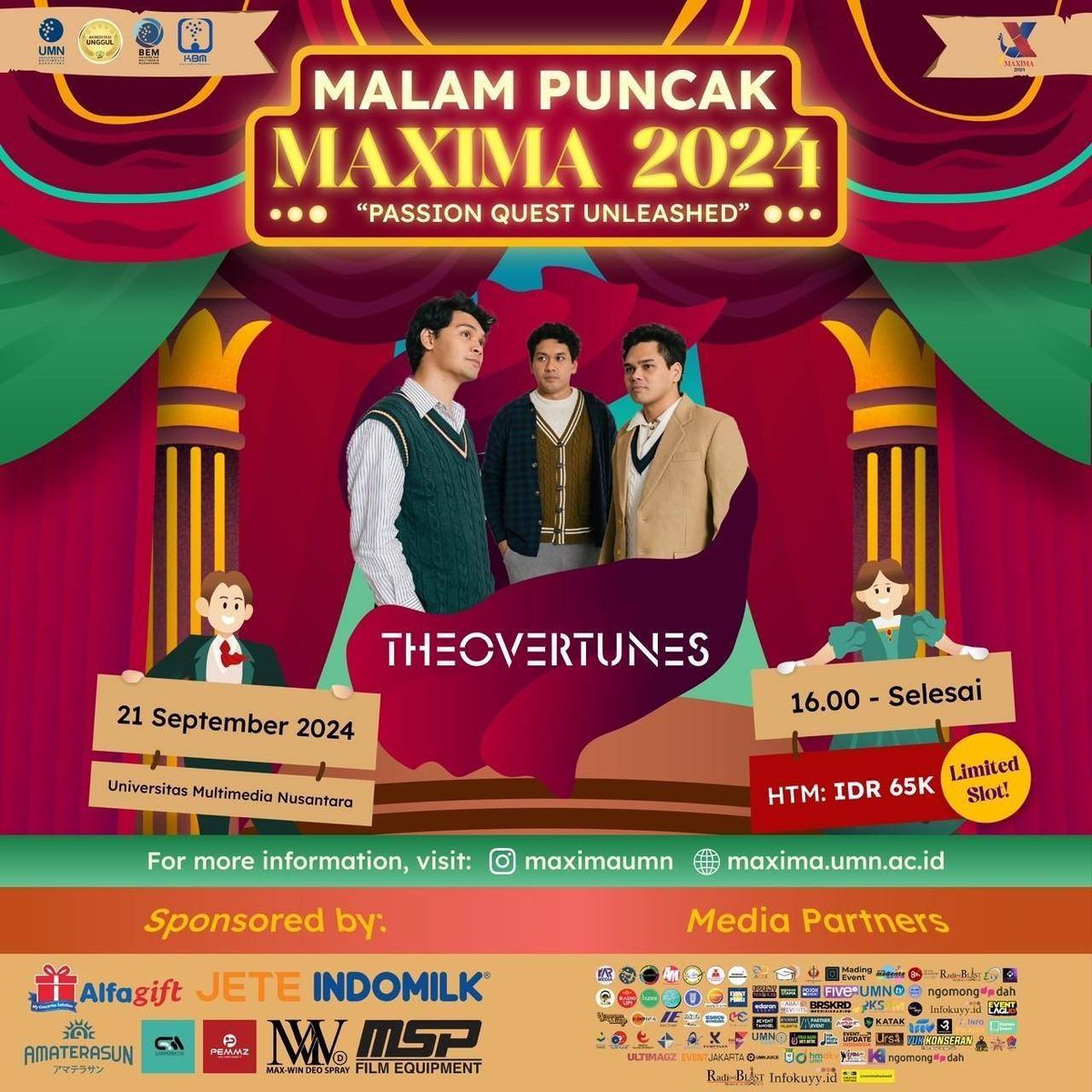 🌠THE MOMENT FINALLY HERE🌠
Duduk manis dulu karena MAXIMA mau kasih pengumuman. Saatnya kita nantikan 𝗠𝗮𝗹𝗮𝗺 𝗣𝘂𝗻𝗰𝗮𝗸 MAXIMA 𝟮𝟬𝟮4! Waktunya tebak menebak check. Yuk tebak siapa kira-kira Guest Star kita tahun ini?! 😱😲
#MAXIMA2024
#ExpressYourUniquenessShowItToShine