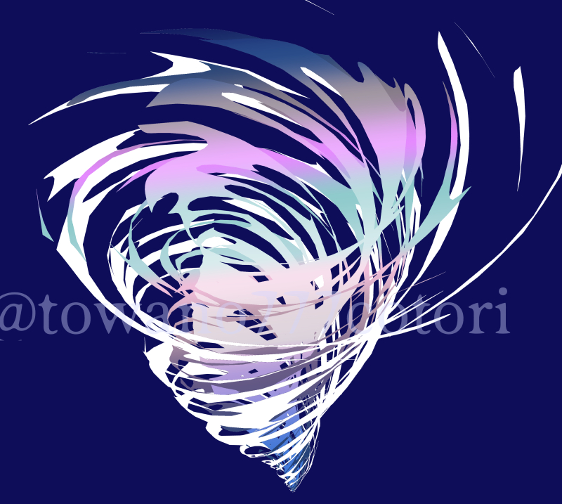 towano777cotori's tweet image. ＃クリスタ3D素材のお試し
#CLIPSTUDIOPAINT 
１枚目　LT変換
そのままラスタライズ
ファンタジー描いていたら使いでがありそう💕🥳

【無料限定】YYR 3Dトルネード by yahyeru assets.clip-studio.com/ja-jp/detail?i…