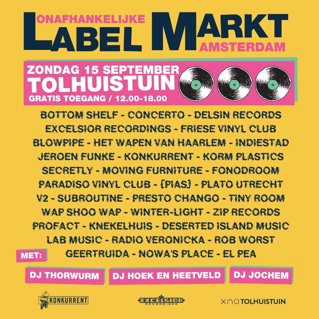 This Sunday at @tolhuistuin in Amsterdam – an independent label fair – <a href="/LabelMarkt/">Onafh. Label Markt</a> with stalls from <a href="/fonodroom/">Fonodroom</a>, @MovinFurniture, @fransdewaard and many more!

facebook.com/events/2537276…