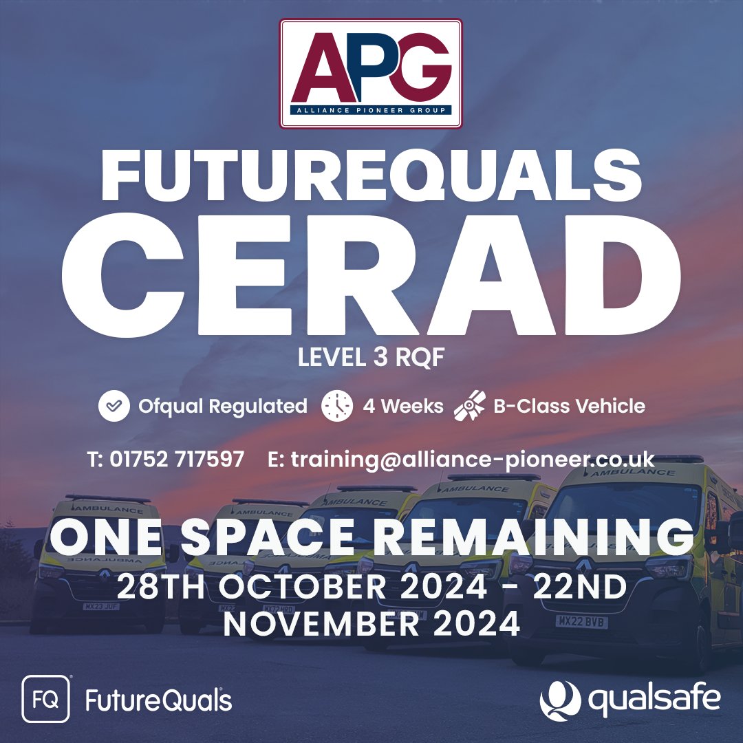 Alliance Pioneer Group (@alliancepguk) on Twitter photo π¨ Just one space is remaining on our CERAD course starting on the 28th of October!
π΅ Β£3,250 + VAT
π Drake Mill Business Park, PL6 7PS
π 4 Week Course
Interested? Send our training coordinator, Elaine, an email on training@alliance-pioneer.co.uk or call on 01752 717597! π¨ Just one space is remaining on our CERAD course starting on the 28th of October!
π΅ Β£3,250 + VAT
π Drake Mill Business Park, PL6 7PS
π 4 Week Course
Interested? Send our training coordinator, Elaine, an email on training@alliance-pioneer.co.uk or call on 01752 717597!