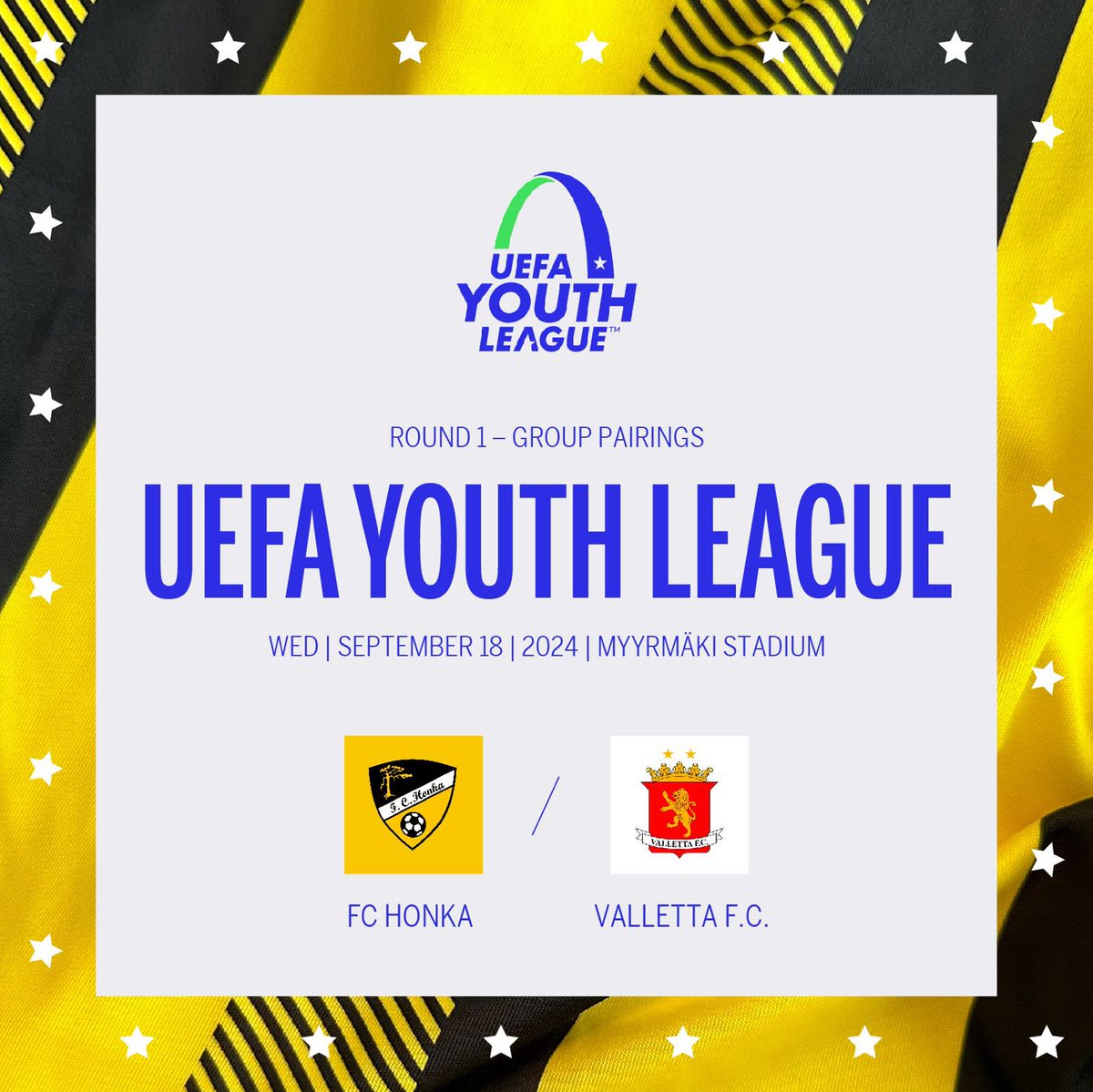 UEFA Youth Leaguen ottelu FC Honka – Valletta FC ke 18.9.2024 Myyrmäessä.

🔗 fchonka.fi/2024/09/uefa-y…

Tervetuloa!

#MeOllaanHonka