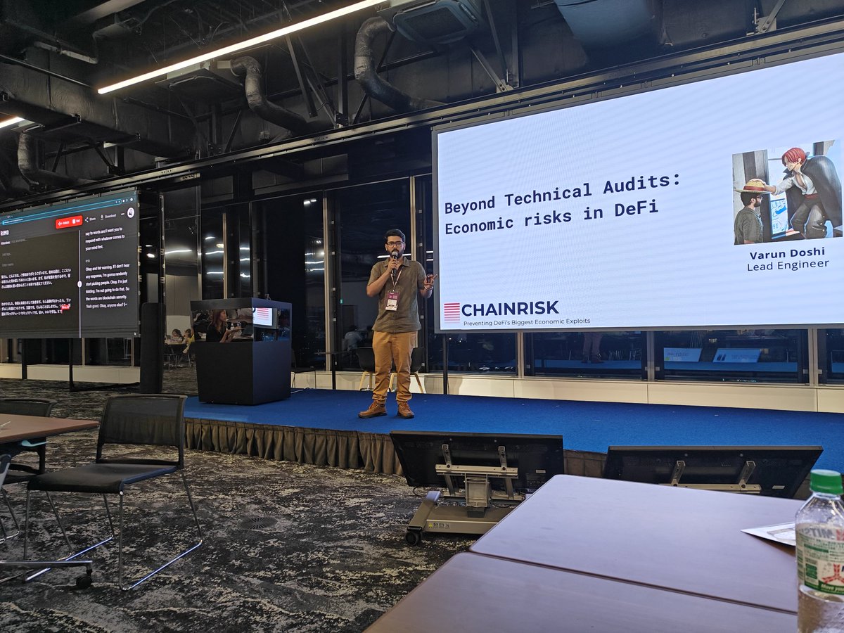 Varunx10's tweet photo. It's been 2 weeks and I still can't get over the surreal experience🚀

I was invited as a speaker and mentor for ETH Tokyo this year where I spoke about Economic Audits and its importance in the current DeFi ecosystem. https://t.co/UXkjoh5Bt0