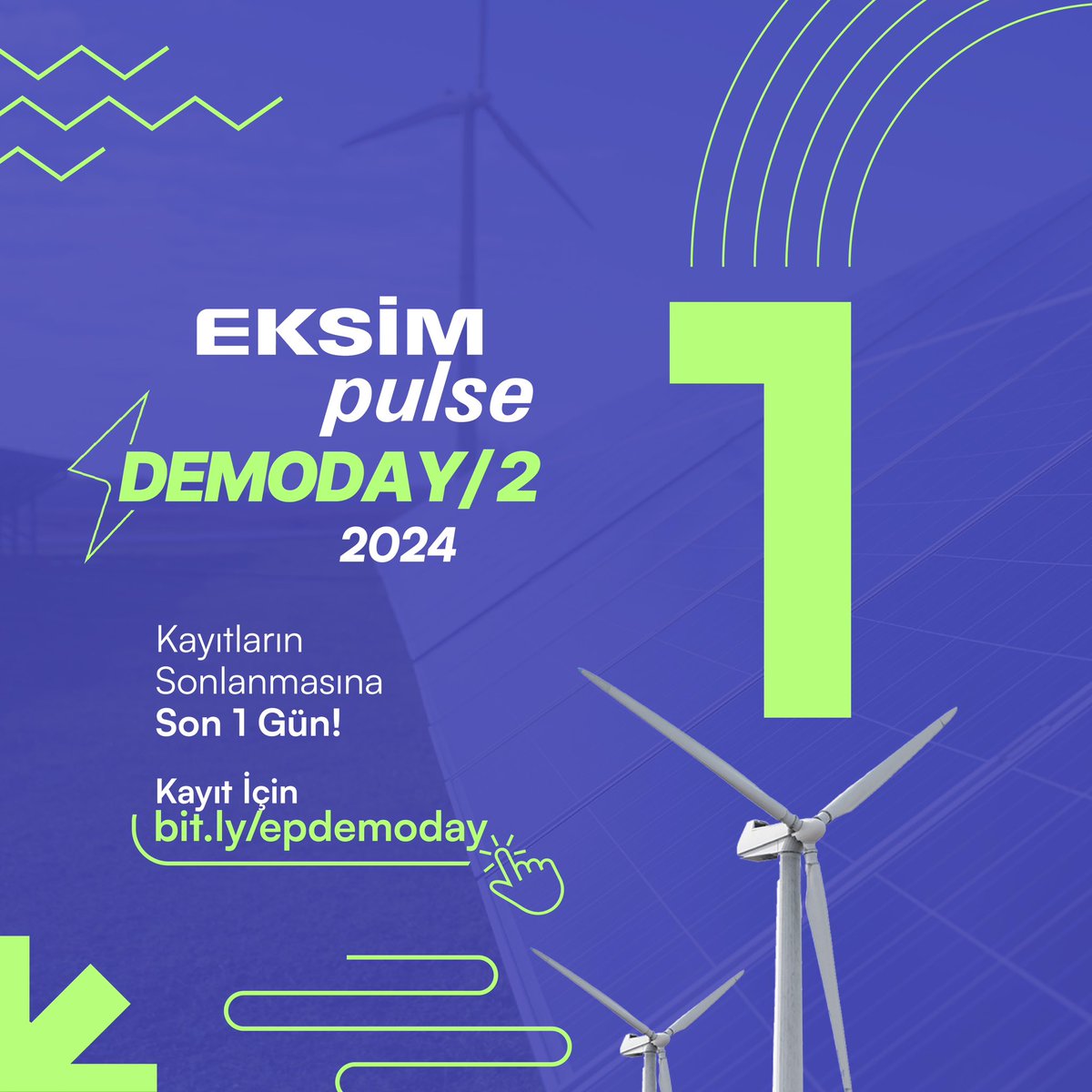 Demoday’e katılmak için kayıtların son günü bugün! 

Kayıt için bit.ly/epdemoday bağlantısını ziyaret edebilirsiniz.

#eksimpulse #eksim