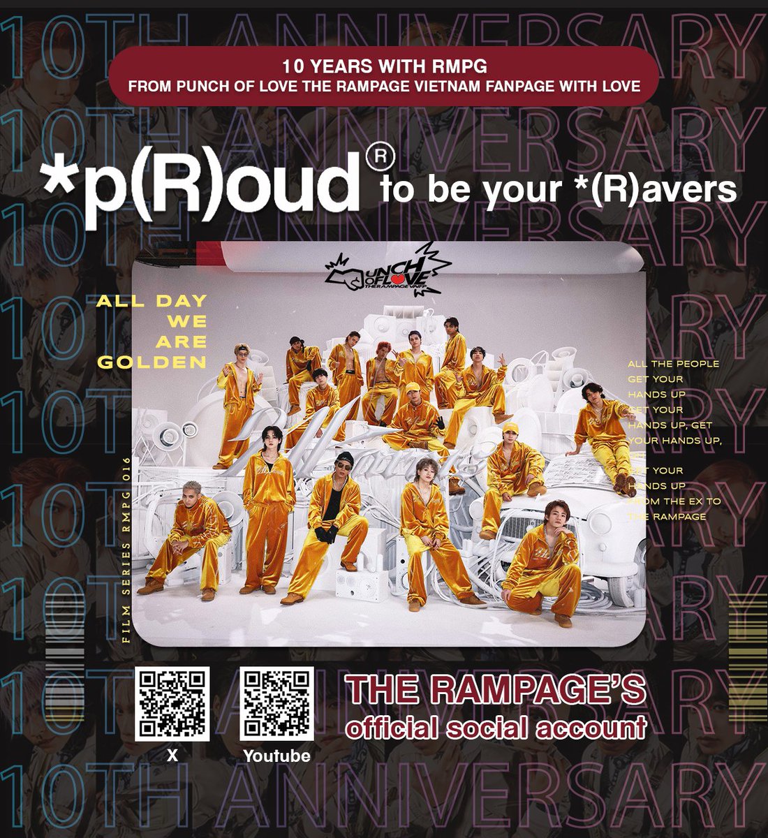 Rampage_VNFC's tweet photo. *(p)roud® to be your Ravers 🖤

一緒に10年を過ごしたこと、おめでとうございます! The RampageのRaversの名で愛を広めましょう。
@therampagefext
#THERAMPAGE 
#ProjectR https://t.co/8NhxVeUWYP