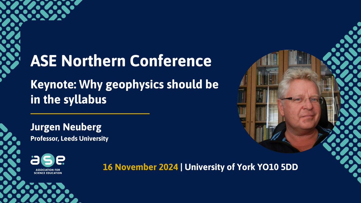 theASE's tweet photo. The Northern Conference is fast approaching, featuring some truly inspirational speakers! 

Don't miss Jurgen Neuberg's talk on "Why Geophysics Should Be in the Syllabus." 

Book today and be part of this exciting event. https://t.co/PpedYwk5XG

#NorthernConference #Geophysics https://t.co/Q55pqiKhpw