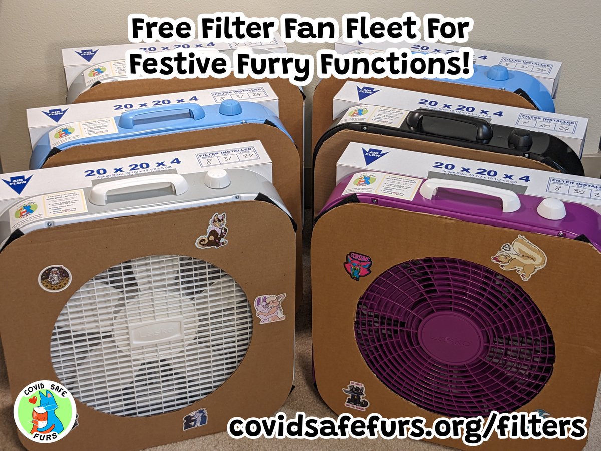 Introducing the Free Filter Fan Fleet For Festive Furry Functions!

If you're in the SoCal area or attending #AFC2024 or #BLFC2024, our fleet is ready to help improve the air quality of YOUR meet, event, panel, or party.

Keep con crud under control - for FREE!
