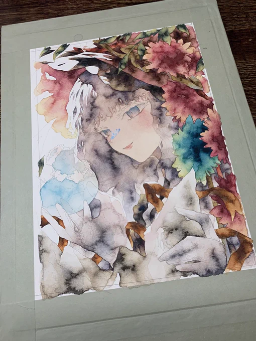 昨日結構進みました〜!実は先月描いた子と繋がっていたり…線を細く!と意識してから、下地を塗ると線が見えにくくなるので大変です…笑 