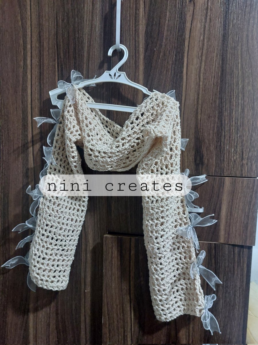 nini_creates's tweet photo. ﾟ☁︎｡ ⋆｡ ﾟ☾ ﾟ｡ ⋆ Coquette Mesh Shrug ⋆｡ ﾟ☁︎｡ ⋆｡ ﾟ☾ ﾟ｡ ⋆

☾  used once / 18in shoulder length
☾  Php 449
☾  Gcash / Maya / GoTyme
☾  J&amp;T Direct / SDD

🏷 wts lfb crochet comms ph https://t.co/9QJ4xabgST