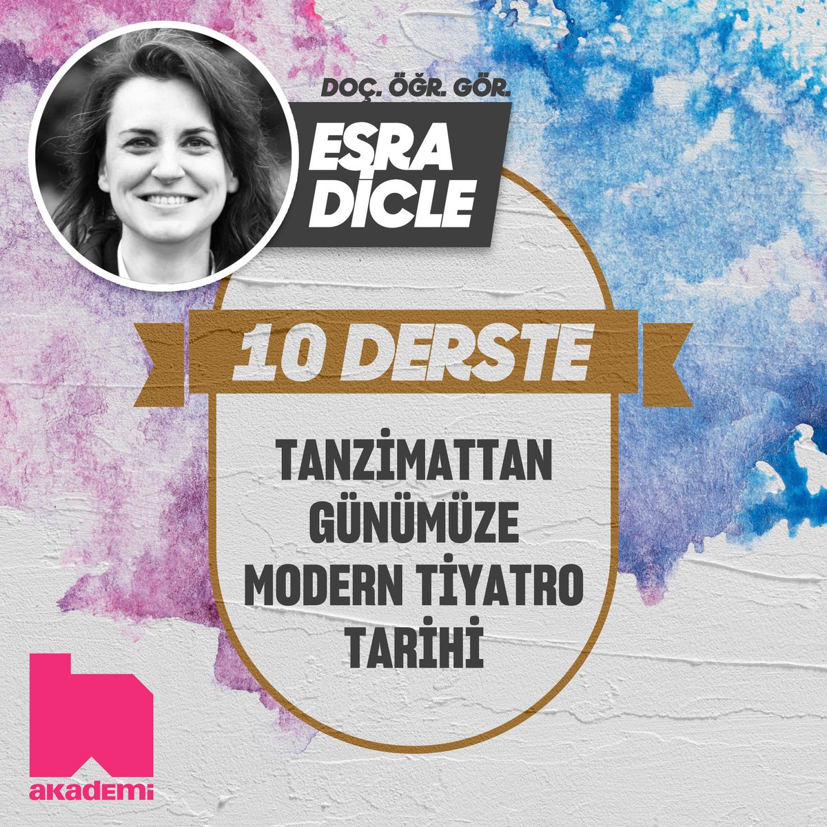 Habitus Akademi Esra Dicle ile devam ediyor. Bu dersin kapsamında Tanzimattan günümüze modern tiyatro tarihi belirleyici dönemler, topluluklar, mekanlar, isimler, politik ve estetik eğilimler odağında ele alınacak. #esradicle