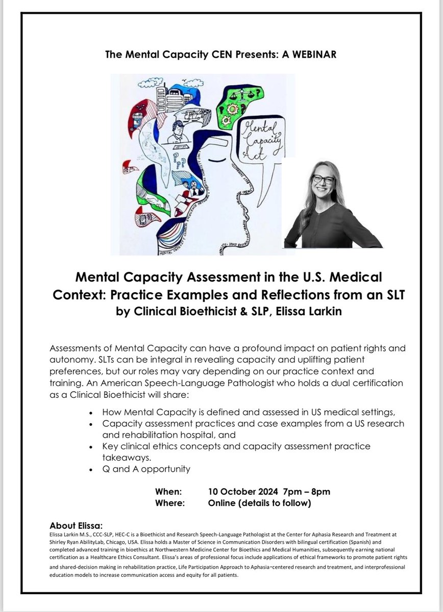 Sophie Borrett (@sophiecborrett) on Twitter photo 📢 SAVE THE DATE 📢 <a href="/MC_CEN_SaLT/">Mental Capacity CEN</a> are bringing you a new international webinar: Thursday 10th October 7pm-8pm. Link to follow @MCAsupporttool <a href="/volkmer_anna/">Dr Anna Volkmer</a> <a href="/includeorg/">Alix Lewer</a> <a href="/jojotoadwart/">Joanne Steenkamp</a> <a href="/Neuro_Therapist/">Anisha Desai 🧠</a> <a href="/AnnaAllen8/">Anna Allen</a> <a href="/HelenPalmerSLT/">Helen Palmer</a> @oliviatheSLT <a href="/PippaJohnsonSLT/">Pippa Johnson</a> <a href="/SolentSLTEast/">SolentSLTEast</a> 📢 SAVE THE DATE 📢 <a href="/MC_CEN_SaLT/">Mental Capacity CEN</a> are bringing you a new international webinar: Thursday 10th October 7pm-8pm. Link to follow @MCAsupporttool <a href="/volkmer_anna/">Dr Anna Volkmer</a> <a href="/includeorg/">Alix Lewer</a> <a href="/jojotoadwart/">Joanne Steenkamp</a> <a href="/Neuro_Therapist/">Anisha Desai 🧠</a> <a href="/AnnaAllen8/">Anna Allen</a> <a href="/HelenPalmerSLT/">Helen Palmer</a> @oliviatheSLT <a href="/PippaJohnsonSLT/">Pippa Johnson</a> <a href="/SolentSLTEast/">SolentSLTEast</a>