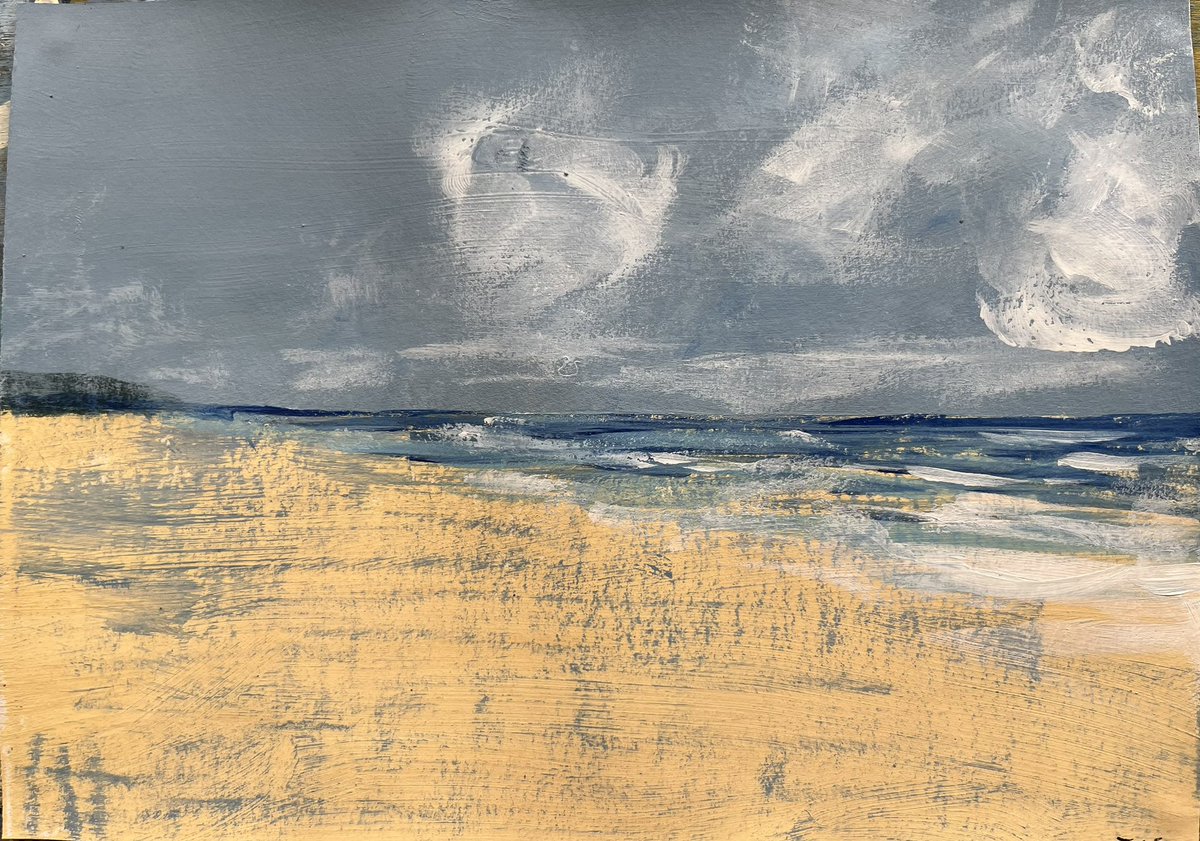 CharlesCrawshaw's tweet photo. Grey day on Gwithian beach. A5 acrylic sketches. #art #painting #seascape #ocean #artist #landscape  #artgallery #onlineart #acrylic #Cornwall #Cornwallart #Cornishcoast https://t.co/SttIv4Vnlq