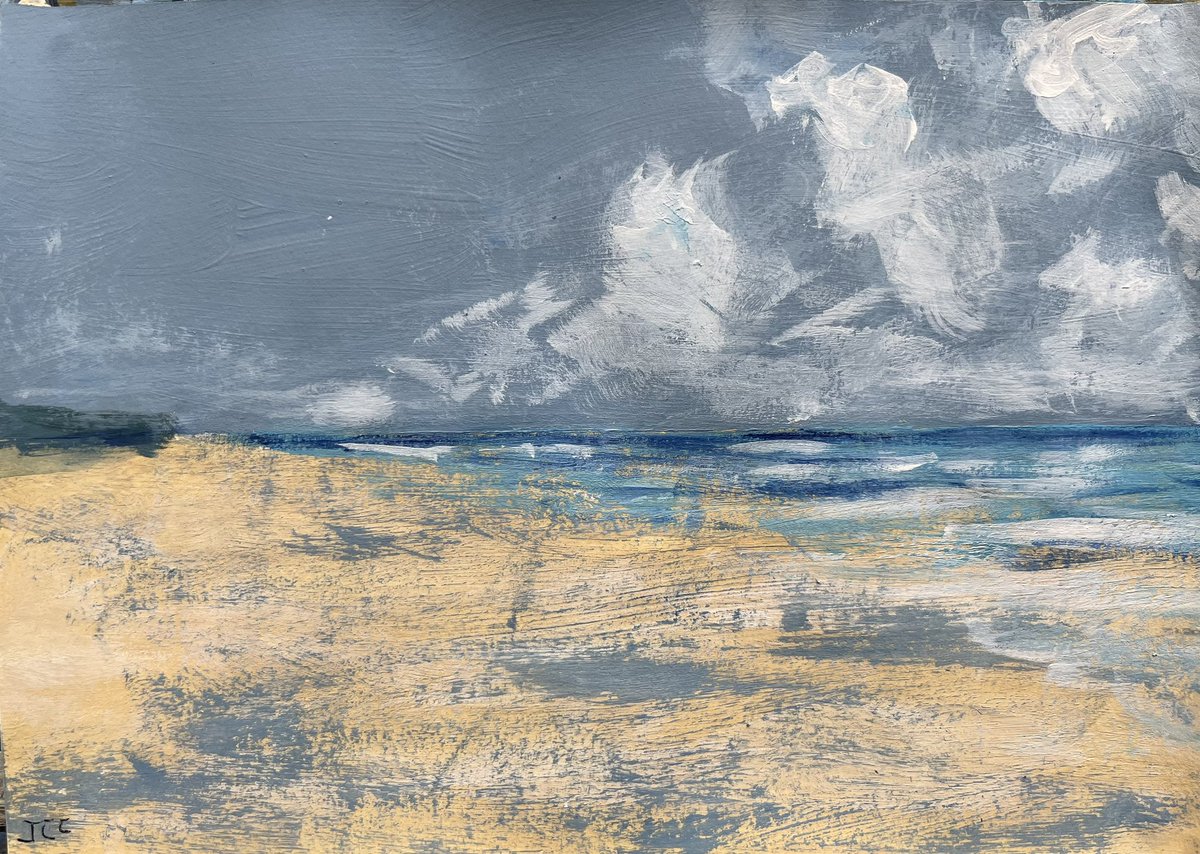 CharlesCrawshaw's tweet photo. Grey day on Gwithian beach. A5 acrylic sketches. #art #painting #seascape #ocean #artist #landscape  #artgallery #onlineart #acrylic #Cornwall #Cornwallart #Cornishcoast https://t.co/SttIv4Vnlq