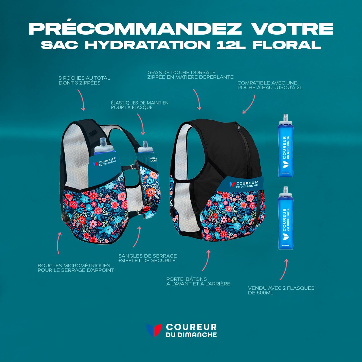 Nouveau sac d’hydratation Floral : disponible maintenant en pré-commande ! 🎒🌸

Mêmes caractéristiques, même fabrication, seul le style change. Cet automne, notre sac d’hydratation 12L débarque dans une version Florale vu.fr/swQiX