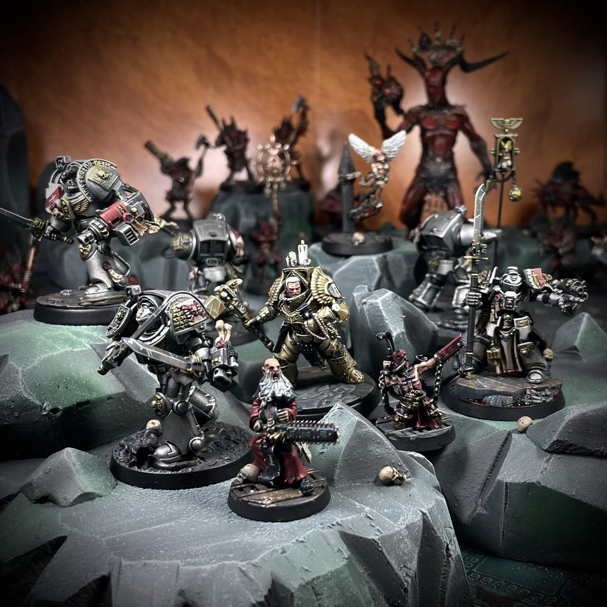 TheSimonElsen's tweet photo. I reimagined the famous Diorama from White Dwarf Issue 87 - March 2003 - Defense of Godjera! 
.
 #chaosdemons #slaanesh #tzeentch #nurgle #chaosdemons40k  #khorne #WarhammerCommunity #warhammer40000 #warhammer40k 
#thehorusheresy #greyknights https://t.co/8KIpoTxauk